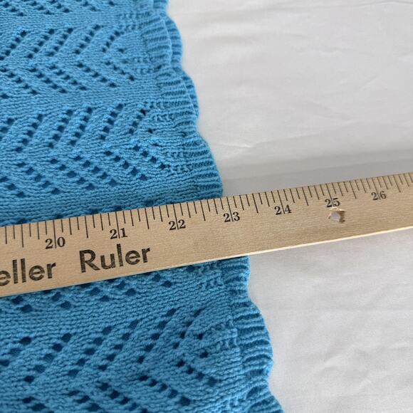 Talbots Sweater Womens Medium Blue Short Sleeve Crochet Knit Pullover Top NEW - Picture 8 of 8